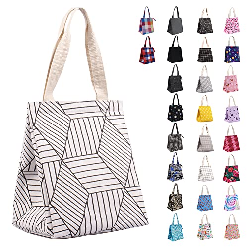 iknoe Insulated Lunch Bag for Women & Adults, 9L Foldable Wide-Open Cooler Bag with Pockets, Leakproof & Portable, for Picnic, Office, Beach(White diamond) - color: White Rhombus, size: Velcro Closure