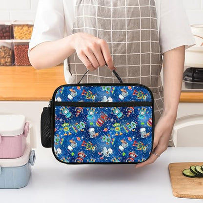 Robot Lunch Bag Insulated Reusable Lunch Box Cooler Thermal Tote Bag For Teenage Boys Girls School Beach - color: Robot
