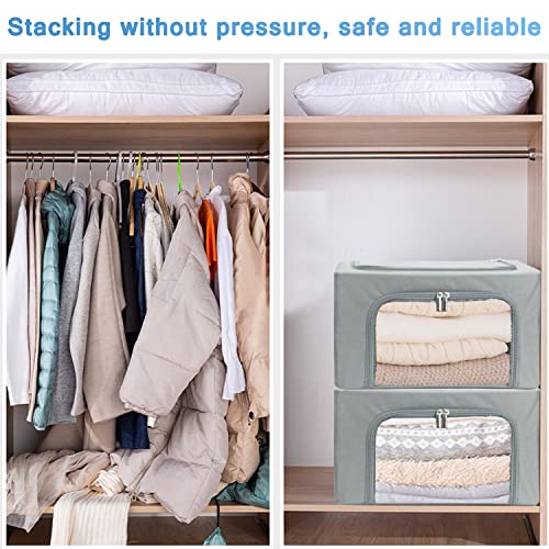 UUBEMM Clothes Storage Bins with Foldable Sturdy Frame,Stackable Storage Box for Closet Shelf Organizers for Seasonal Clothing,Blankets,Towel Bed Sheets,Toys Gift Others (Medium -40L x3PACK, Grey) - size: Medium -40L x3PACK