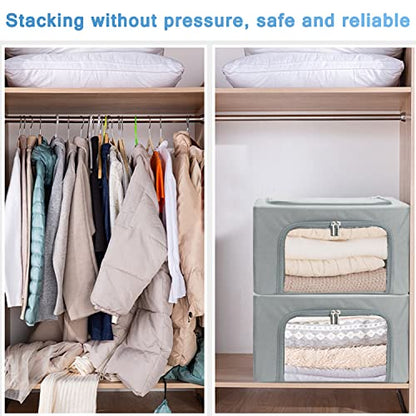 UUBEMM Clothes Storage Bins with Foldable Sturdy Frame,Stackable Storage Box for Closet Shelf Organizers for Seasonal Clothing,Blankets,Towel Bed Sheets,Toys Gift Others (Medium -40L x3PACK, Grey) - size: Medium -40L x3PACK
