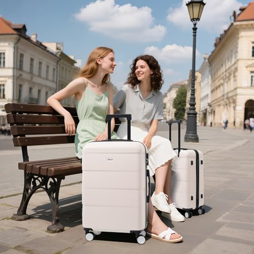 Merax Luggage Sets,6 Piece Carry on Suitcase with Travel Bags,Hardcase Suitcase Set with Double Spinner Wheels,16/20/24/28 IN Luggage Airline Approved,Light Pink - color: Light Pink, size: 6-Piece Set(16/20/24/28)+DB+TB