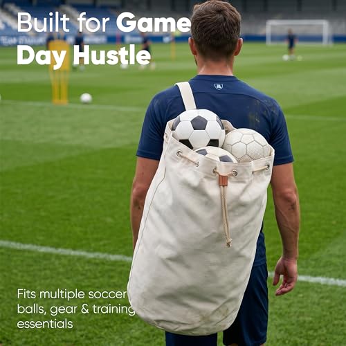 Handy Laundry Canvas Duffel Bag - Drawstring, Leather Closure, Shoulder Strap