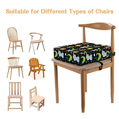 Toddler Booster Seat for Dining Table, Stronger Support Non-Slip Bottom Double Safe Straps Booster Seat Dining Toddler, Portable Travel Increasing Cushion (Black) - color: Black