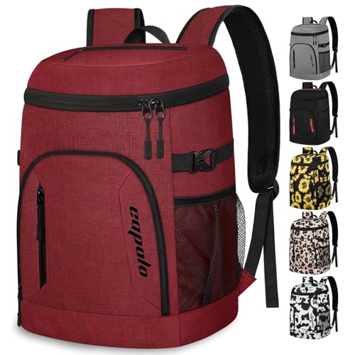 Capolo Cooler Backpack for Men Women Insulated Backpack Cooler Leak Proof Thermal Bag Beverage Soft Cooler Bag Lunch Backpack for Camping 30/45 Cans - color: Wine Red, size: 30 Cans