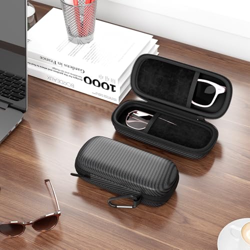 Travel Sunglasses Organizer, Hard Shell Sunglass Case Adjustable Slots for Multiple Sunglass Eyeglass Case - style: Black + 2 Slots
