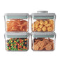 Ankou Airtight Container Set - (380ml 4 Pcs) Stackable One Button Openning Food Containers for Snacks Candy Salt Herbs Spices BPA-Free Tranparent (0.32 QT * 4) - color: 0.32 QT * 4