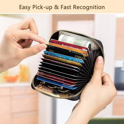 imeetu RFID Credit Card Holder, Small Leather Zipper Card Case Wallet for Women - color: Lite - Pink, size: Lite