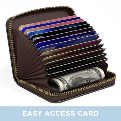 Aiawoxc Credit Card Holder, Small RFID Wallet Slim Leather Card Organizer Case with Zipper and Wristlet Strap, Black - color: A-Black, size: Wrist Strap