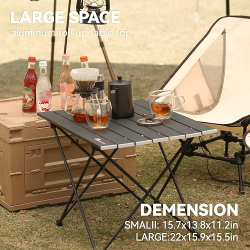 MOON LENCE Ultralight Folding Camping Table, Compact,Portable with Carry Bag, for Outdoor Cooking, Picnic, Camp, Boat, Travel (Black -M) - color: Pure Black, size: Medium