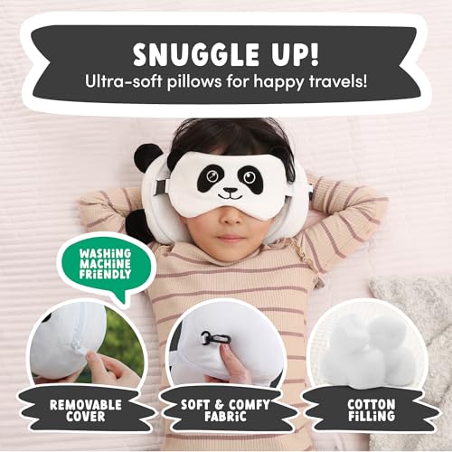 ecoZen Lifestyle Travel Neck Pillow with Eye Mask - Kids Travel Pillow for Sleeping - Toddler Travel Essential and Travel Accessories, Road Trip and Airplane Travel Essentials - color: Panda