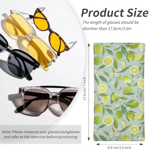 Glasses Case Soft, Eyeglass Cases for Women Portable Squeeze Top PU Leather 2 Pack Glasses Pouch with Cleaning Cloth - color: 2pcs Fruit Print