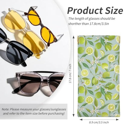 Glasses Case Soft, Eyeglass Cases for Women Portable Squeeze Top PU Leather 2 Pack Glasses Pouch with Cleaning Cloth - color: 2pcs Fruit Print