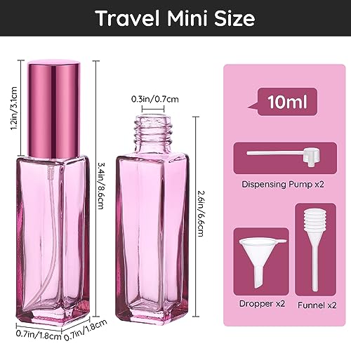 Segbeauty 10 Packs Glass Perfume Bottles - 10ML Empty Refillable Travel Atomizer, Small Spray Bottle With Fine Mist Sprayer, Portable Scent Pump for Fragrance Samples - color: Purple, style: Mini Bottle Set