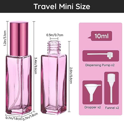 Segbeauty 10 Packs Glass Perfume Bottles - 10ML Empty Refillable Travel Atomizer, Small Spray Bottle With Fine Mist Sprayer, Portable Scent Pump for Fragrance Samples - color: Purple, style: Mini Bottle Set