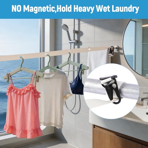 Caudblor Magnetic Clothesline for Cruise Ship Cabin Essentials, 13ft Retractable Travel Clothes Line with Clips Windproof Holes，Portable Laundry Drying Lines for Must Haves 2026 Hotel, RV, Indoor