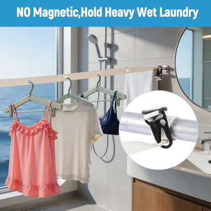 Caudblor Magnetic Clothesline for Cruise Ship Cabin Essentials, 13ft Retractable Travel Clothes Line with Clips Windproof Holes，Portable Laundry Drying Lines for Must Haves 2026 Hotel, RV, Indoor