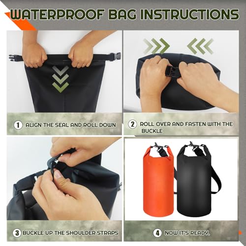 Foxtell Bear Food Bag Hanging System, 2 Sets Camping Bear Bag Kit Waterproof Protection Bags with Pulley System Include 10L & 15L Waterproof Bears Proof Storage Bag, Rock Bags, Carabiners, Ropes