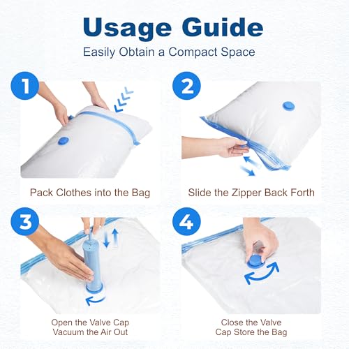 HOUSE DAY 10 Small Vacuum Storage Bags with Pump,Space Saving Vacuum Seal Bags For Clothing Travel, Vacuum Storage Bags For Clothes, Blankets, Moving, Camping, Toys, Reusable & Durable, Hand Pump - size: 10 Small