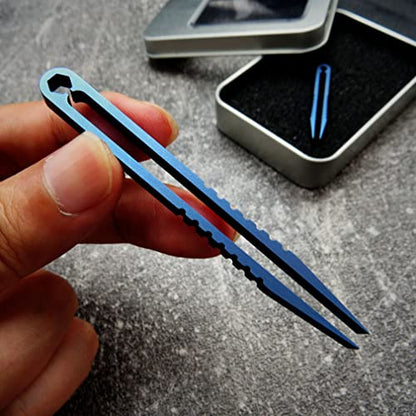 Canku 2pcs Mini Tweezers Titanium Portable Titanium Alloy EDC Tweezers Survival Camping Outdoor Travel Mini Tool(Double Blue)) … - color: Green