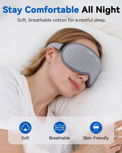 Weighted Eye Mask for Sleeping - 3D Blackout Sleep Mask for Women Men, Zero Eye Pressure, Lash-Friendly, Adjustable Strap, Airplane Travel Essentials for Long Flight & Road Trip, Meditation Mask(Gray) - color: Grey