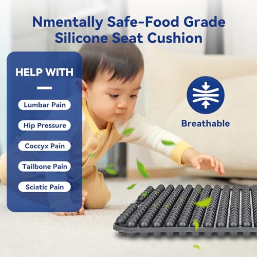 Seat Cushion for Long Sitting Hours on Office & Home Chair, with 3D Non-Slip for Office Chair Cushions, Car Seats, Airplane Seat, Wheelchair, Desk Chair,Cushion Lab, Long Trips (Black) - color: Black