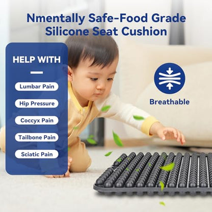 Seat Cushion for Long Sitting Hours on Office & Home Chair, with 3D Non-Slip for Office Chair Cushions, Car Seats, Airplane Seat, Wheelchair, Desk Chair,Cushion Lab, Long Trips (Black) - color: Black