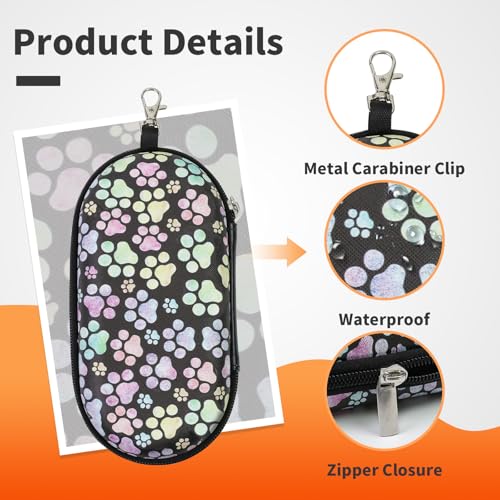 Double Eyeglasses Case, Hard Shell Dual Sunglasses Organizer with Zipper Clip Travel Glasses Storage for Women Men - color: Multicolor Paw