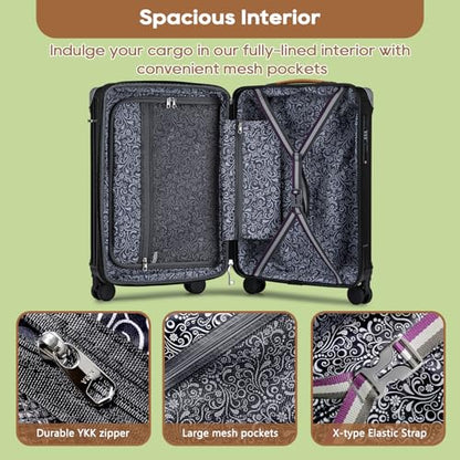 Joyway Carry On Luggage, Expandable Suitcase with Smart Cup Holder and USB Port, 20 IN Hardside Checked with TSA Lock Spinner Double Wheels, Black - color: Black, size: Carry-On 20-Inch
