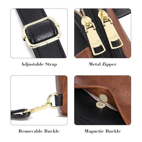 Haytijoe Small Anti Theft Crossbody Bag for Women Faux Leather Lightweight Sling Bags RFID Blocking Fanny Pack for Travel - color: Black Brown