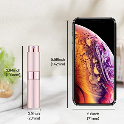 Tekson 5PCS 8ml Travel Perfume Atomizer Refillable, Mini Cologne Spray Bottle Empty, Small Aftershave Sprayer for Liquid Dispenser (Pink) - color: pink
