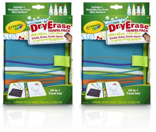 Crayola Washable Dry Erase Travel Pack, Whiteboard for Kids, Ages 4, 5, 6, 7 (Pack of 2) - size: 5 Piece Set (Pack of 2)