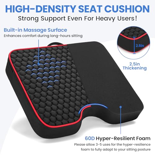 Stadium Seat Cushions - Portable Bleacher Cushions with 2.5" Extra Thick High-Density Foam and Massage Dots, Outdoor Fashion Seat Cushions for Sports Events, Travel, Camping, Chairs - color: 2pack-black