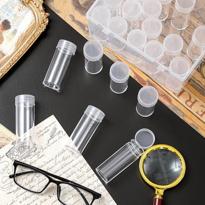 Qunclay 24 Pcs Quarter Coin Tubes with 1 Storage Box Clear Plastic Quarter Holders with Lid for Coin Collection and Organization - size: Quarter