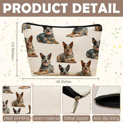 Australian Cattle Dog Makeup Bag, Australian Cattle Lovers Gifts Cosmetic Bag for Women, Dog Mom Lovers Owner Gifts for Women Christmas, Pet Lover Gift Zipper Travel Makeup Pouch for Purse - color: australian cattle
