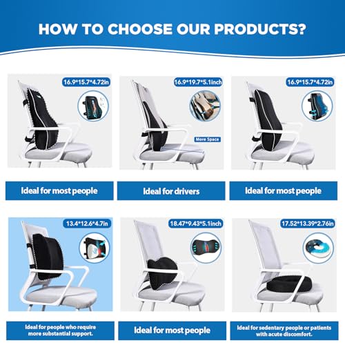 Lumbar Support Pillow for Office Chair Car Lumbar Pillow,Memory Foam Back Cushion with Breathable 3D Mesh Lumbar Support Orthopedic Backrest for Lower Back Pain Relief Ergonomic, LowerBackSupportBlack