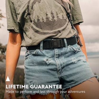 Arcade The Original Unisex Adventure Belt, Heavy Duty Elastic Webbing, Non-Metal Travel Friendly Buckle - color: Foundation - Heather Navy