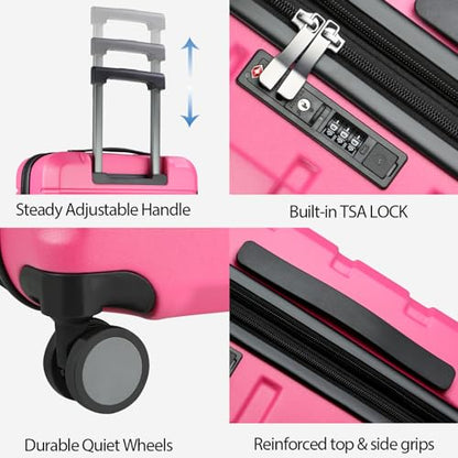 KROSER Hardside Expandable Carry On Luggage with Spinner Wheels & Built-in TSA Lock, Durable Suitcase Rolling Luggage with USB Port, Carry-On 20-Inch Magenta - color: Magenta