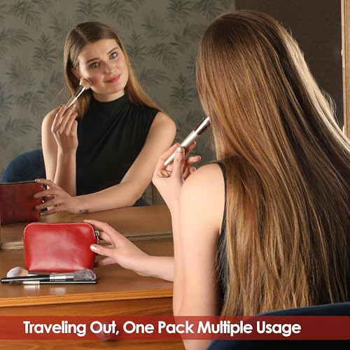 Full Grain Leather Cosmetic Bag – Zippered Makeup Pouch for Women, Small Travel Toiletry & Organizer Pouch for Purse, Premium Handmade Leather (5 × 4 × 2.5 in) - color: Red
