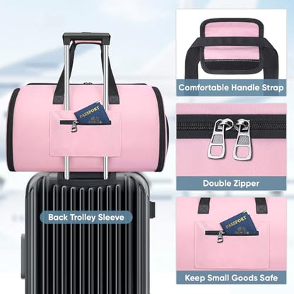 BALEINE Travel Garment Bag, Travel Suit Bag for Men, Water Resistant Carry on Garment Bag for Hanging Clothes, Garment Duffel Bag for Travel Business (Pink-Convertible) - color: Pink-Convertible