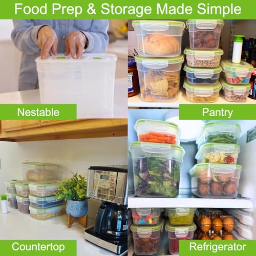 Lasting Freshness Vacuum Seal Food Storage Containers with Hand Pump – BPA-Free Plastic, Airtight Meal Prep & Leftovers Containers, Keep Food Fresh 5X Longer, 19-Piece Set - color: 19 Piece Rectangular