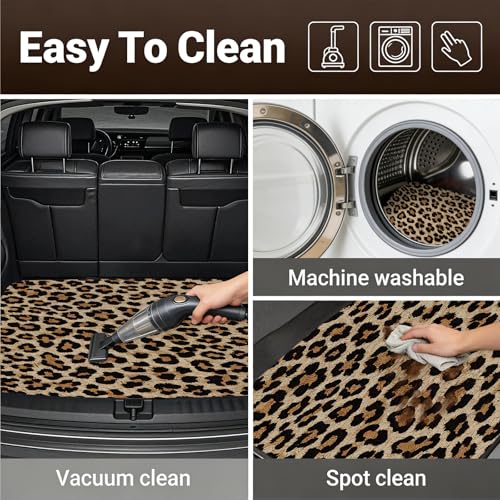 Automotive Floor Mats 5 Pcs, Universal Car Floor Mats, Leopard Print Cargo Liner, Car Accessory for SUVs/Sedan/Wagons, Durable Protective Mat, Trunk Liner for Families/Travel Enthusiasts - style: Bundle 5