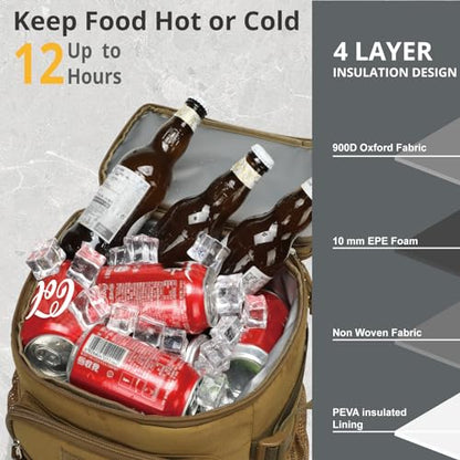 25L Backpack Cooler Keep All Drink Cold for Long Periods of Time Cooler Backpack Insulated Waterproof Portable High Durability Small Cooler Backpack with Compartment for Hiking Camping Beach - color: Brown