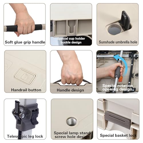 LEADALLWAY 3-in-1 Multi-Purpose Camping Table with Lamp Bracket