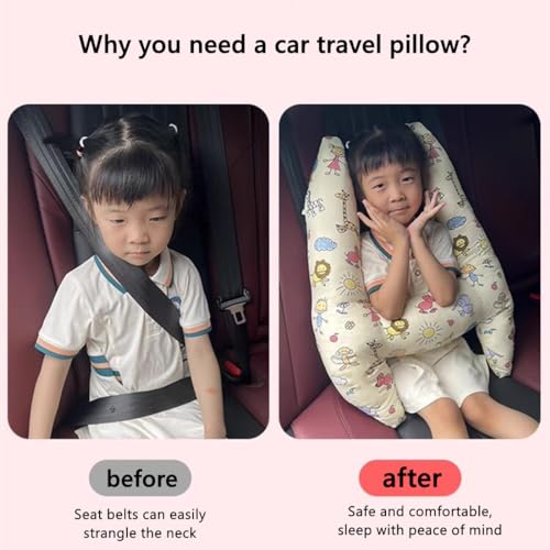 SIQITECHNO Car Travel Pillow H-Shape Seat Pillow Kids Adults Soft Neck Pillow Breathable Head and Body Support Pillow Car Aircraft Sleeping Cushion for Long Journey Road Trip Travel Accessories - color: Cute Ponies