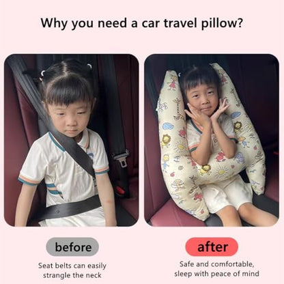 SIQITECHNO Car Travel Pillow H-Shape Seat Pillow Kids Adults Soft Neck Pillow Breathable Head and Body Support Pillow Car Aircraft Sleeping Cushion for Long Journey Road Trip Travel Accessories - color: Cute Ponies