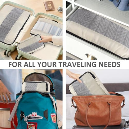 U+U 5 Set Packing Cubes for Travel Essentials Ultralight Luggage Packing Organizers with Laundry Bag and Shoe Bag for Vacation, Business Trip and Camping (Cream) - color: Cream