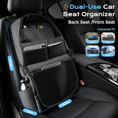 Coverado Backseat Car Organizer, Heavy-Duty Durable Dual-Way Use Car Back Seat Organizer Waterproof with Reinforced Pockets, Zipper Closure Design, Protect Valuables from Spills, Keeps Car Tidy - size: 1 Pack(Fabric)