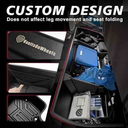 VaultsOnWheels Under Seat Storage Box Fit for 2019-2026 Chevy Silverado 1500/2500/3500HD (Not for Rear Kicker Subwoofer), Console Organizer Truck Tool Box Detachable Underseat Organizer w/TPE Mats - size: 2)Silverado|2019+|Rear underseat storage