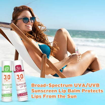 VISRIE SPF 30 Lip Balm with Sunscreen, 8 Pack - 8 Flavors, Hydrating Lip Balm with Vitamin E and Coconut Oil - color: 8 Count