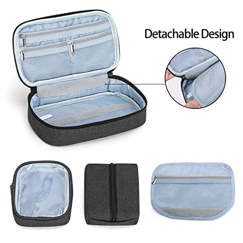CURMIO Diabetic Supplies Bag for Glucose Meter, Medication and Other Diabetes Care Supplies, Diabetes Travel Organizer Case with Detachable Pouches, Black (Bag Only) - color: Black
